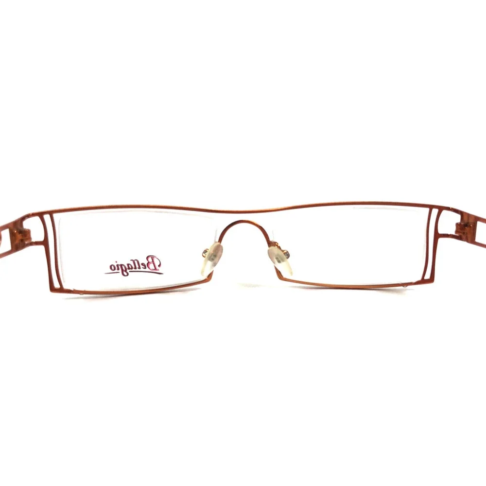 Bellagio Eyeglasses Frames C-01 B460 Brown Orange Rectangle Semi Rim 50-18-135